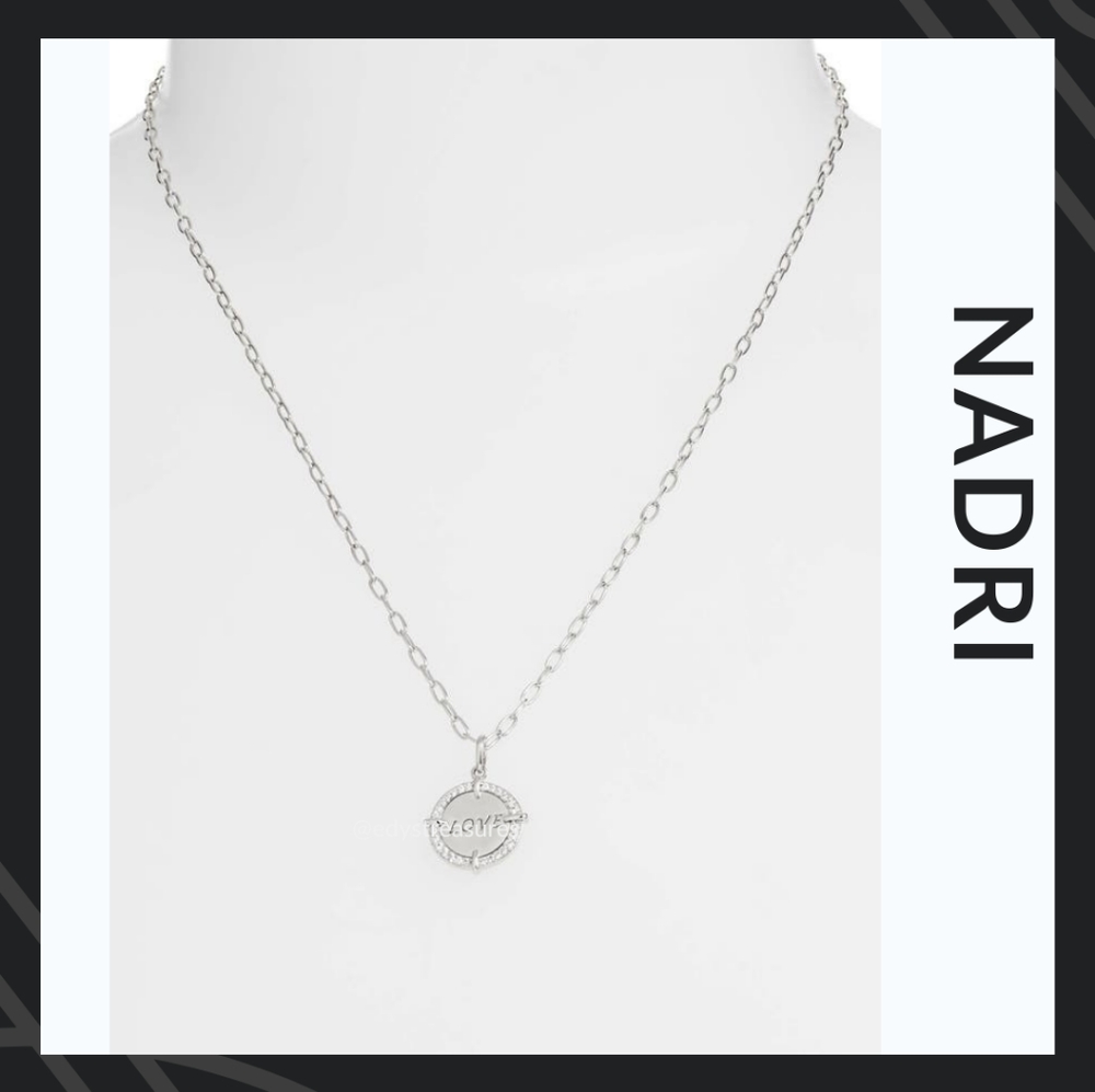 NADRI NWT Silver Love Round CZ Pendant Necklace Nwt